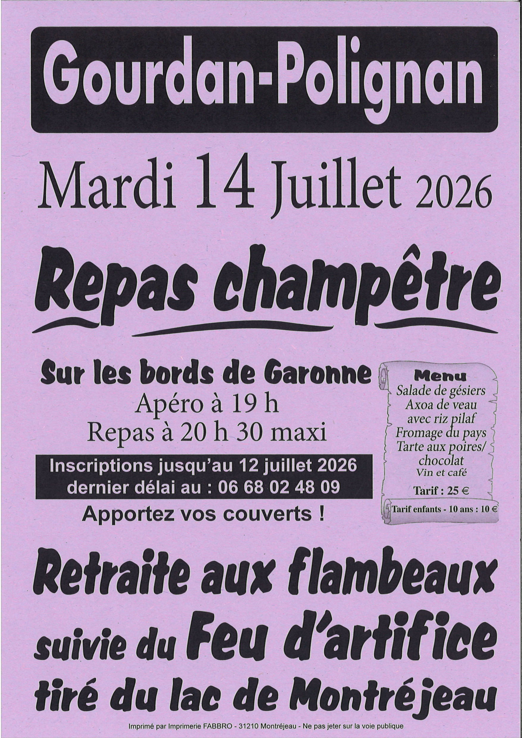 14 juillet 2026 – Repas champêtre sur les bords de Garonne