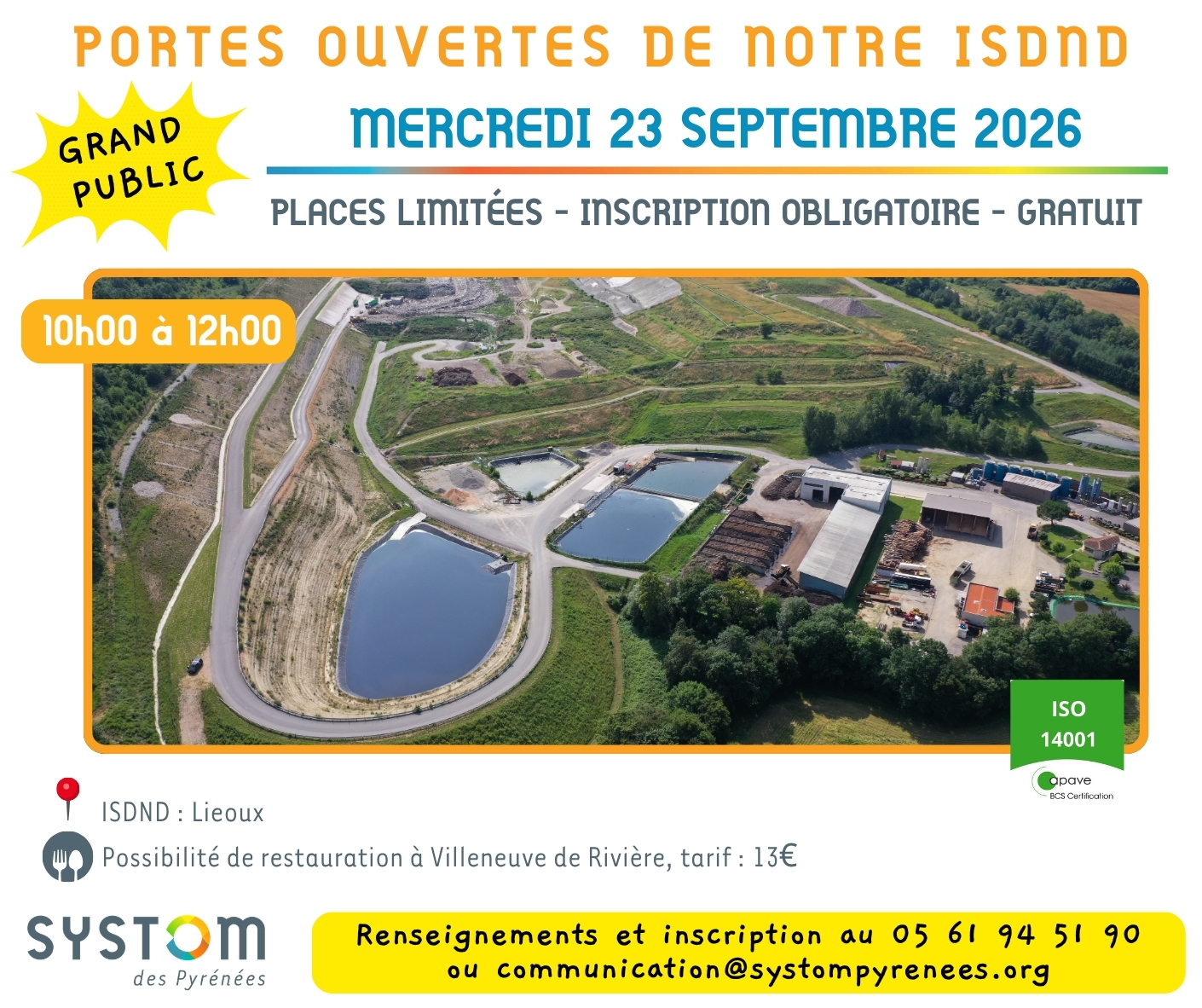 23 septembre 2026 – Portes ouvertes de l&rsquo;ISDND à Liéoux