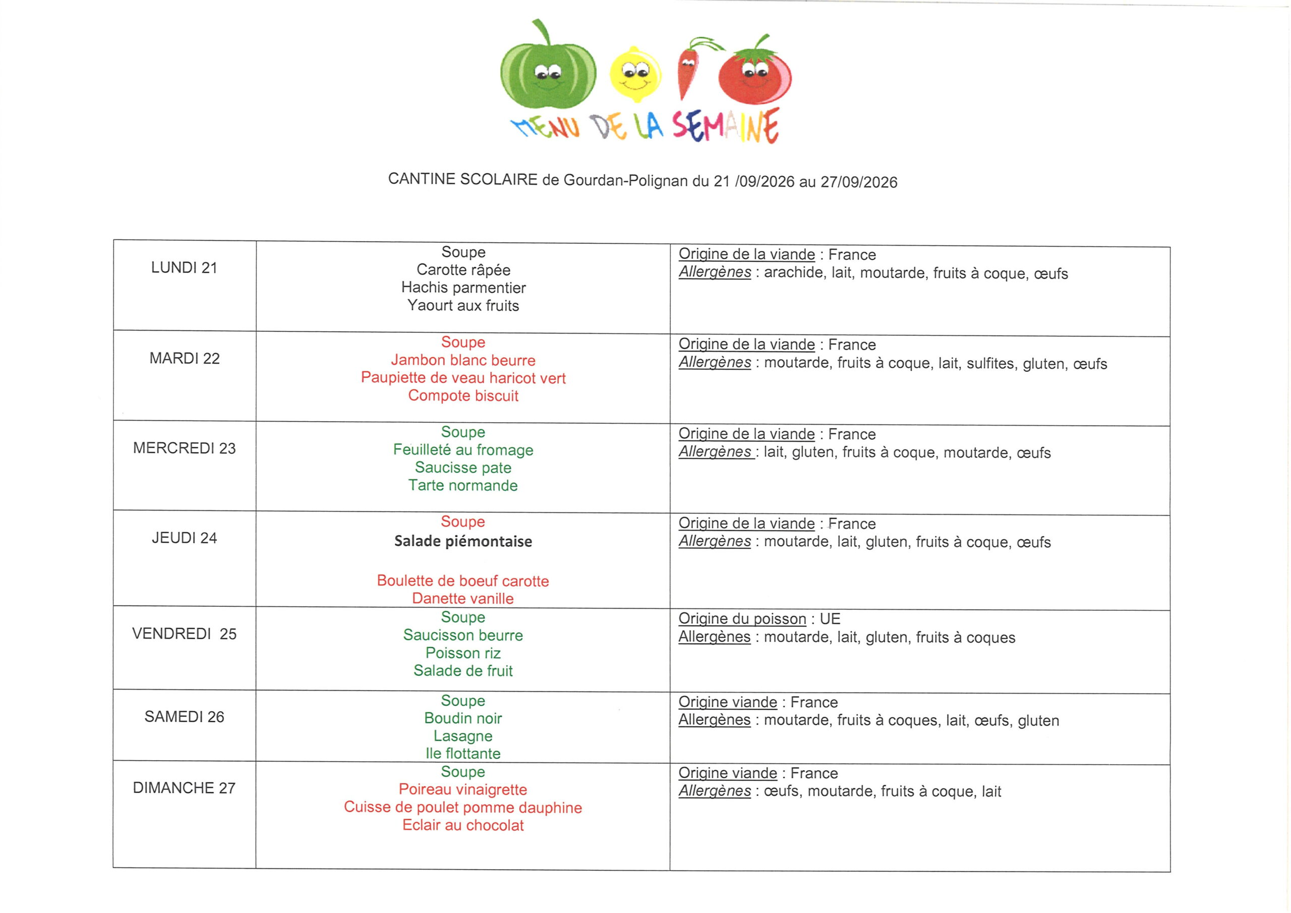 Menus du 210926 au 270926
