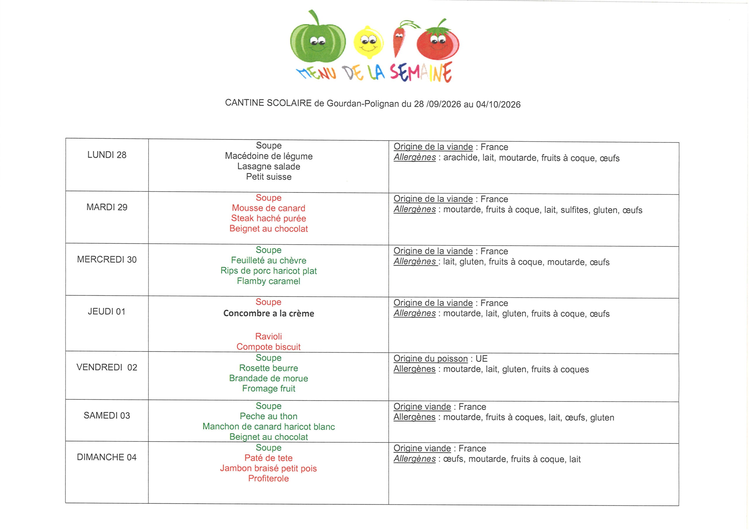 Menus du 280926 au 041026