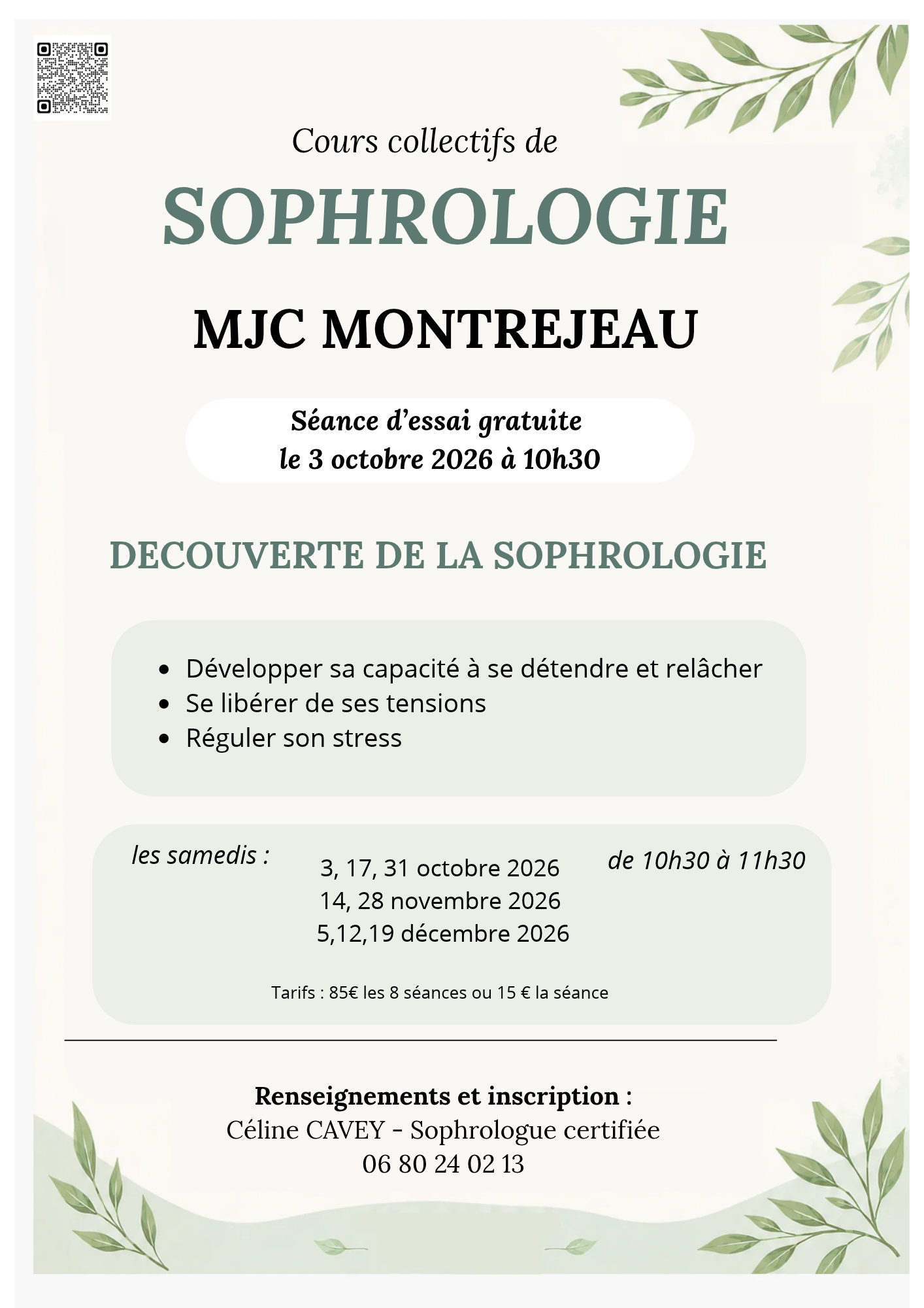 Sophrologie – Modification des dates des séances