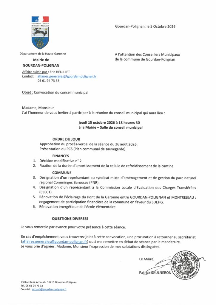 Convocation du conseil municipal